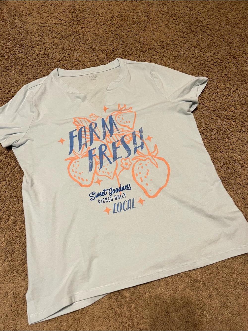 Maurices Light Blue 'Farm Fresh' Strawberry Graphic Tee